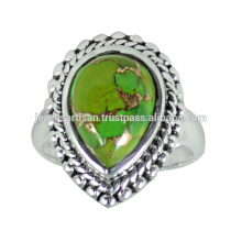 Green Copper Turquoise 925 Solid Silver Ring Jewelry